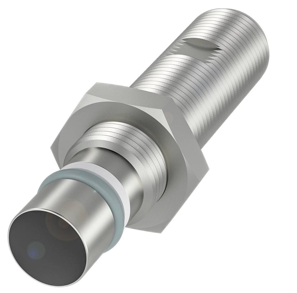 Sensore induttivo cilindrico in metallo. Utilizzato principalmente per il rilevamento di oggetti senza contatto fisico in applicazioni industriali.