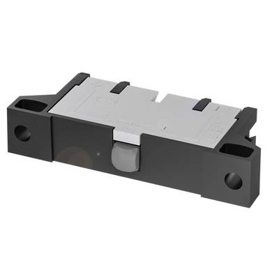 Un interruttore elettronico piatto rettangolare di colore nero e grigio, con due fori di fissaggio visibili su ciascun lato.