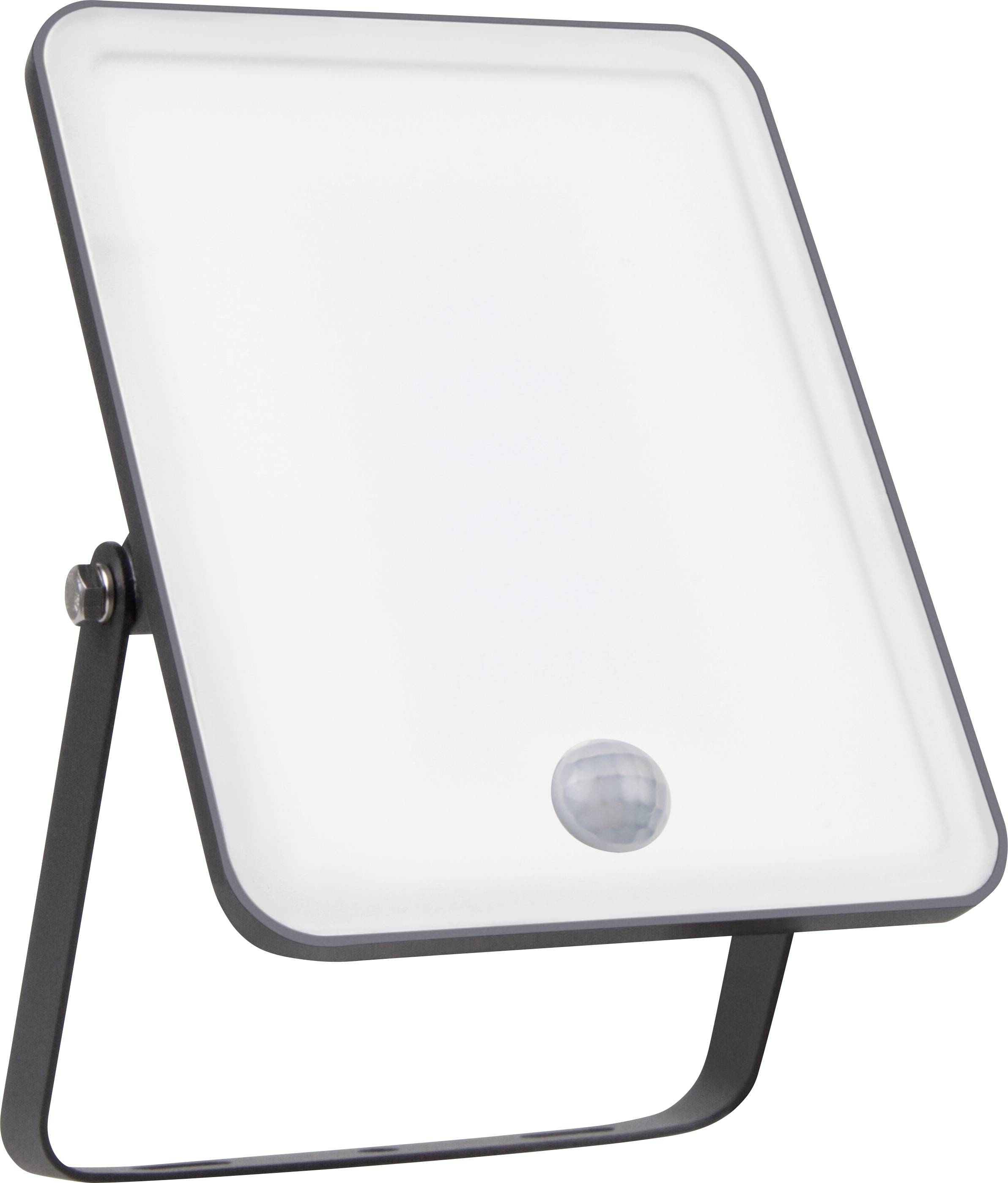 Lampada da terra con diffusore rettangolare bianco e cornice nera, adatta per interni moderni.
