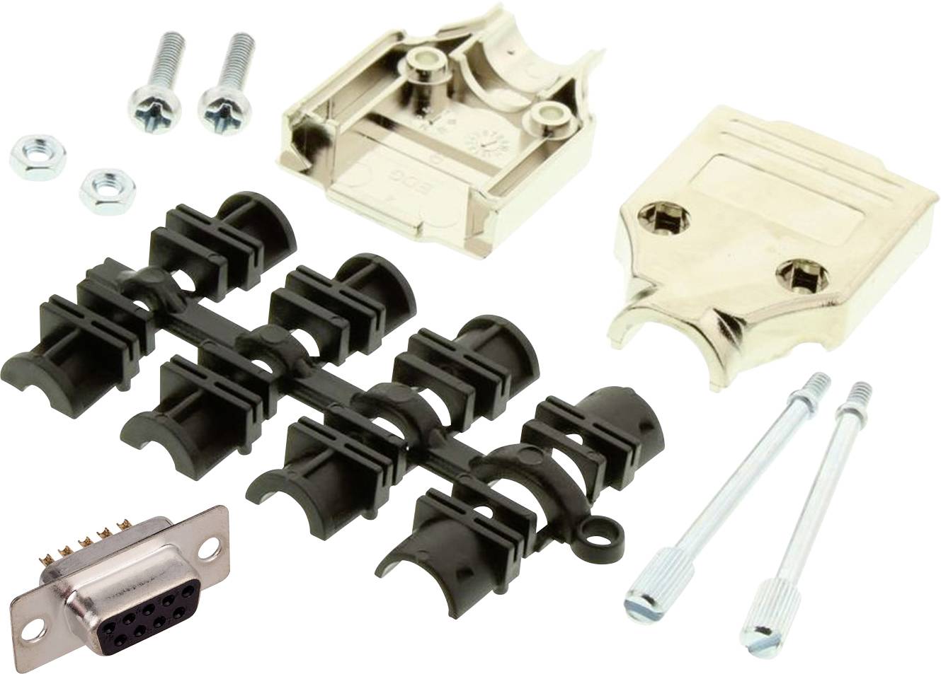 MH Connectors MHDTPK9-DM9S-K KIT connettori femmina SUB-D 180 ° Numero Poli (num): 9 Punte a saldare 1 pz.