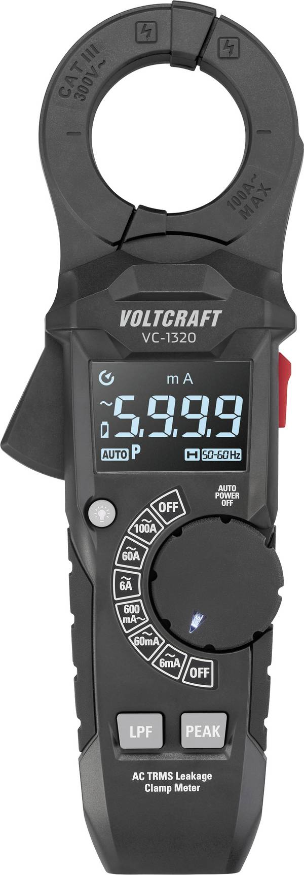 VOLTCRAFT VC-1320 Pinza amperometrica Calibrato (ISO) digitale   Display (Counts): 6000