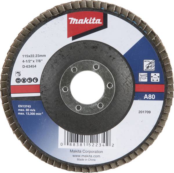 Makita D-63454 disco a lamelle Diametro 115 mm Dimensione dei grani=80 1 pz.