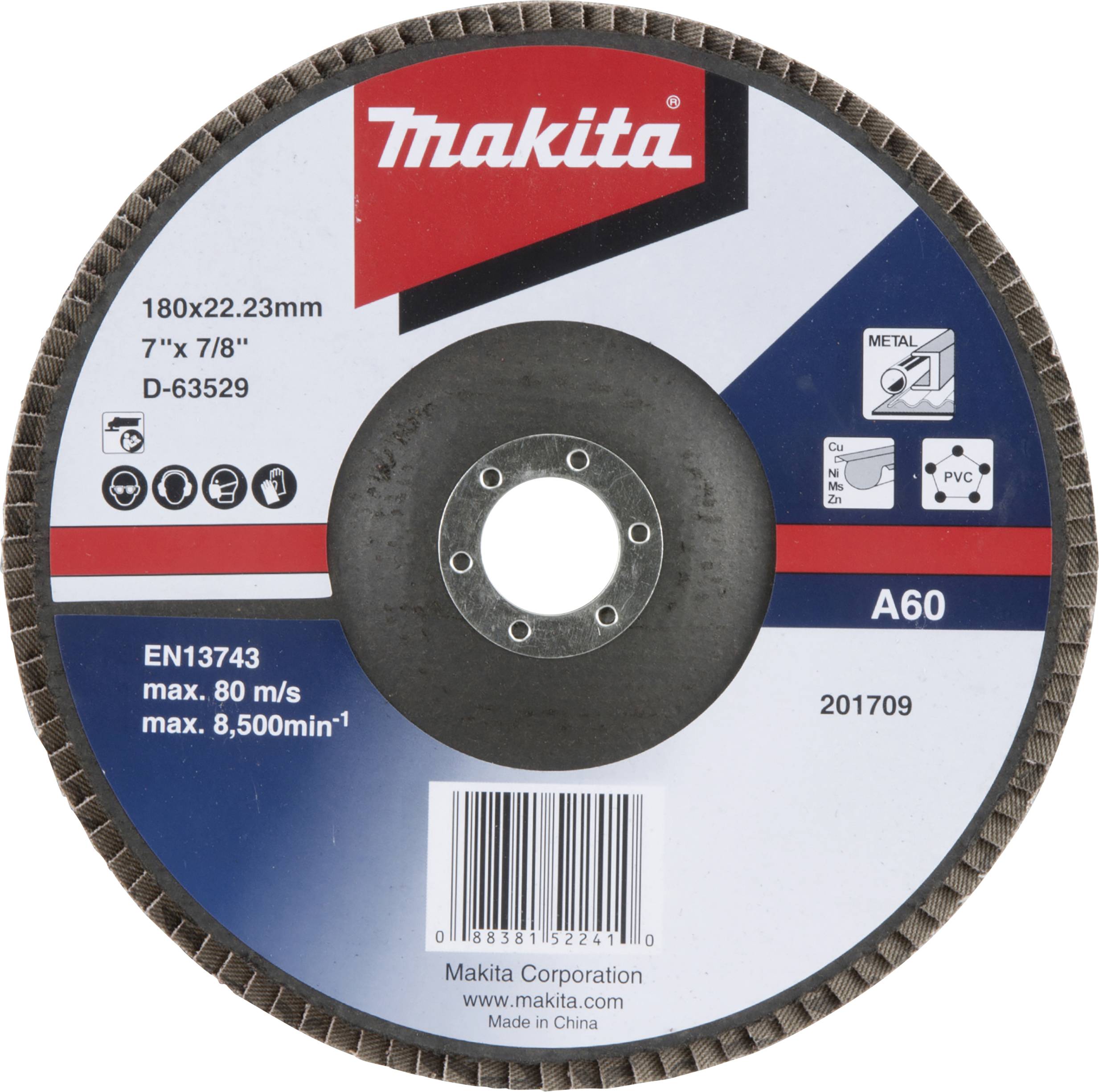 Makita D-63529 disco a lamelle Diametro 180 mm Dimensione dei grani=60 1 pz.-0