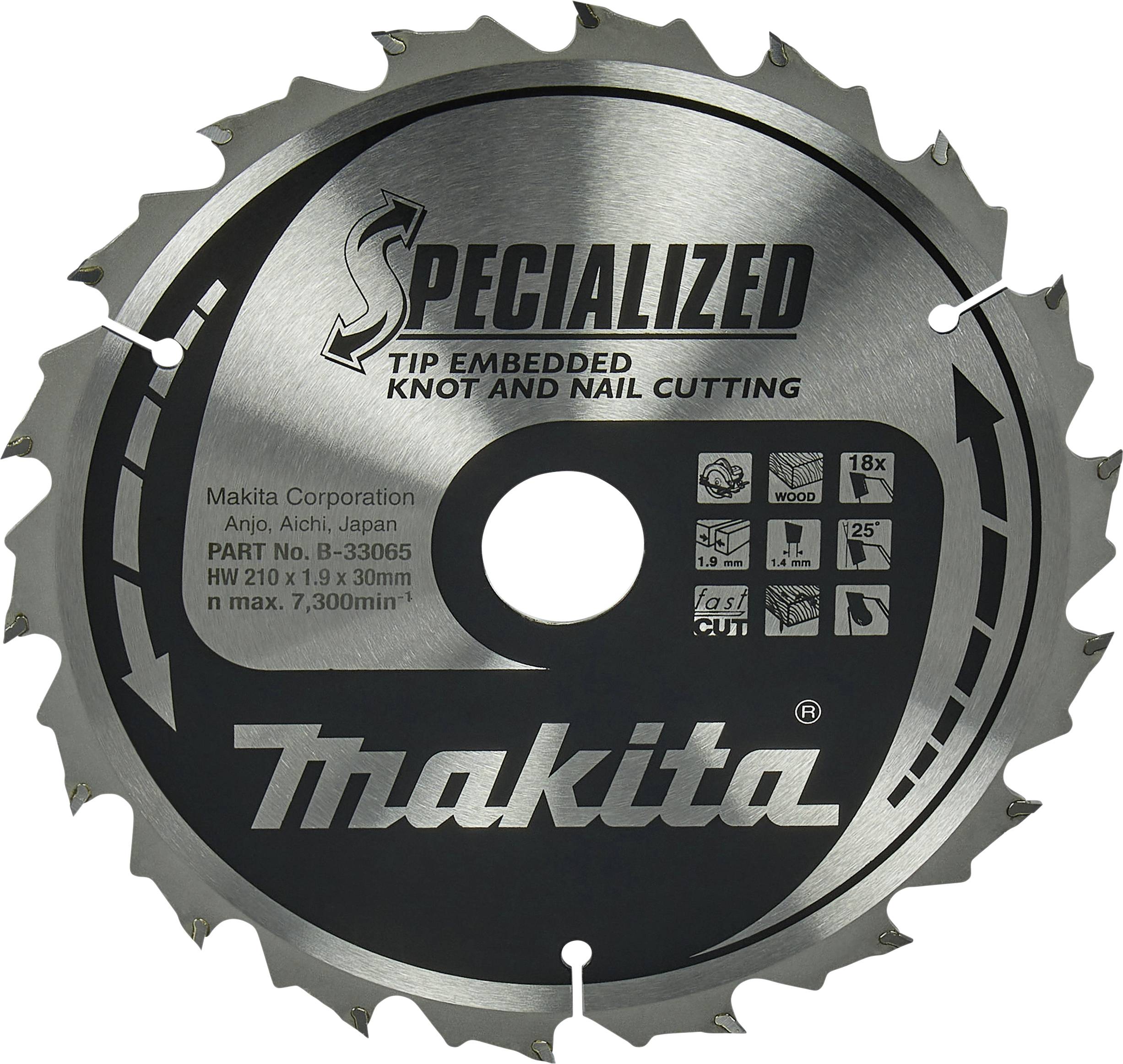 Makita B-33065 SPECIALIZED B-33065 Lama circolare 210 x 30 x 1.9 mm Numero di denti: 18 1 pz.