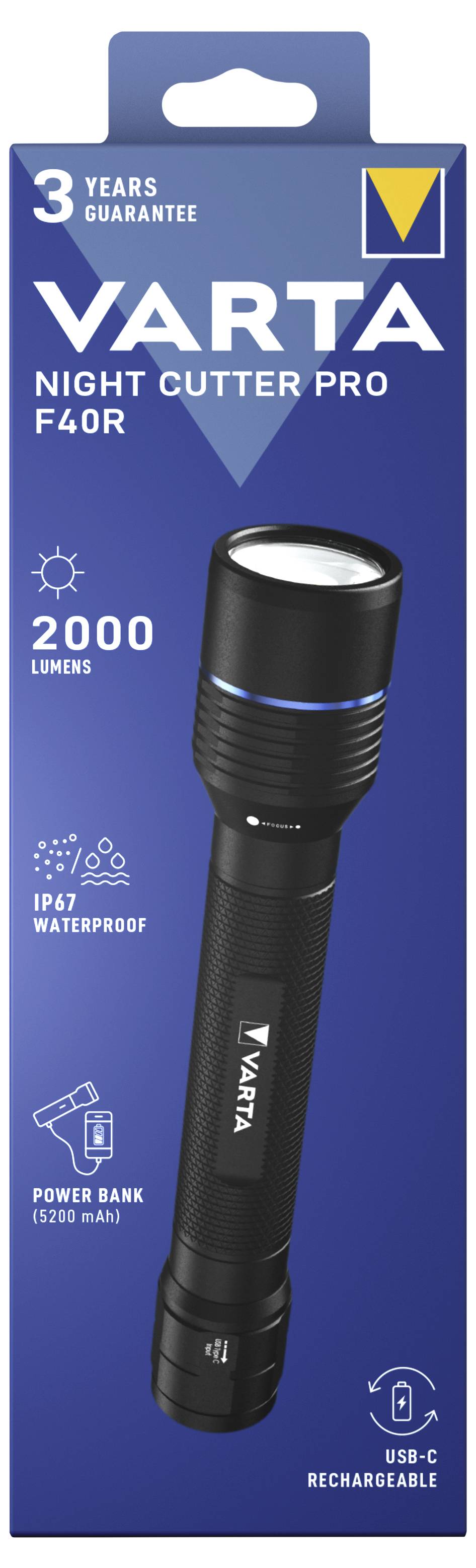 Varta VARTA Night Cutter Pro F40R Rech. Box 18922101111 Torcia tascabile 2000 lm 380-2