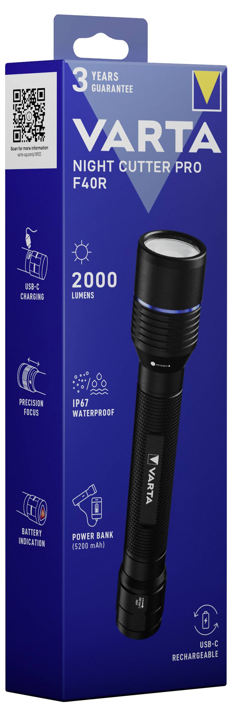 Varta VARTA Night Cutter Pro F40R Rech. Box 18922101111 Torcia tascabile 2000 lm 380-3