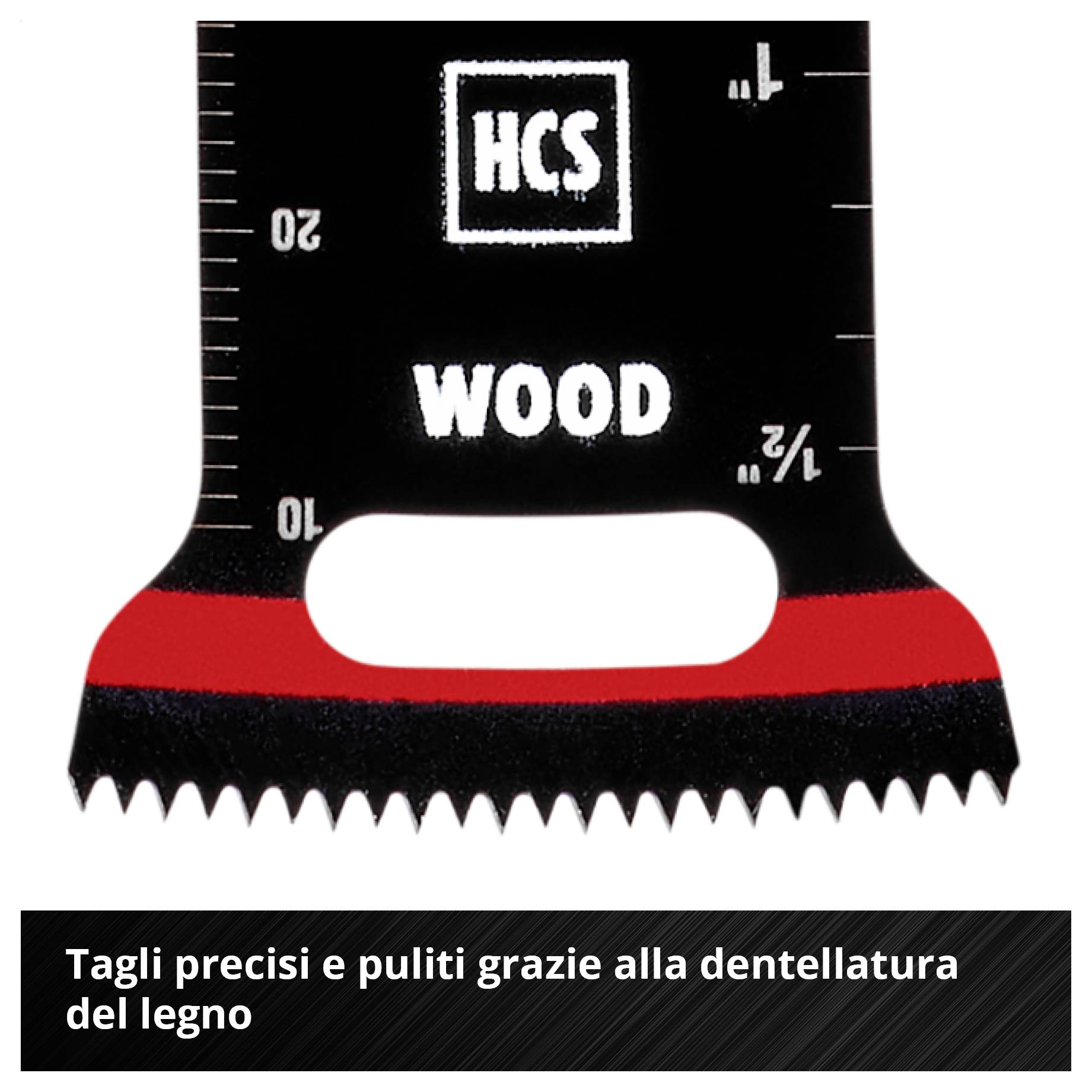 Una lama per sega con la scritta 'HCS WOOD', adatta per tagli di legno precisi e puliti grazie alla dentellatura speciale.