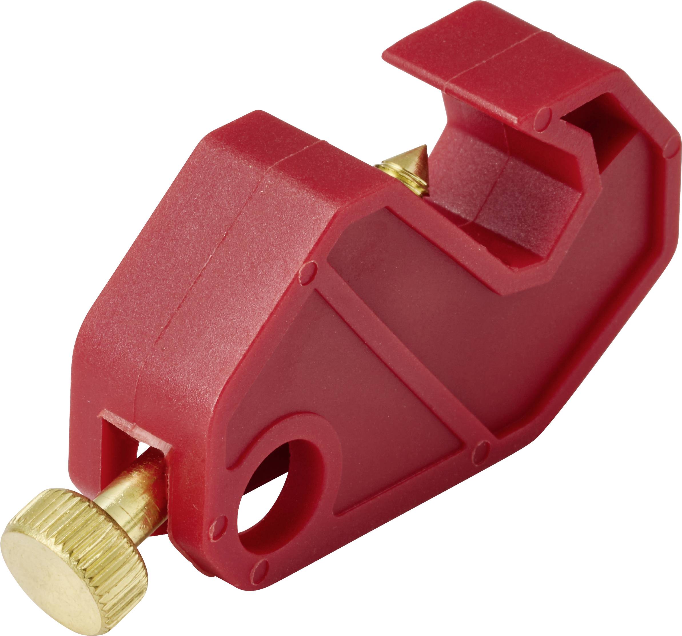 Un taglia-cavi rosso con una vite di regolazione dorata, progettato per rimuovere con precisione l'isolamento dai fili elettrici.