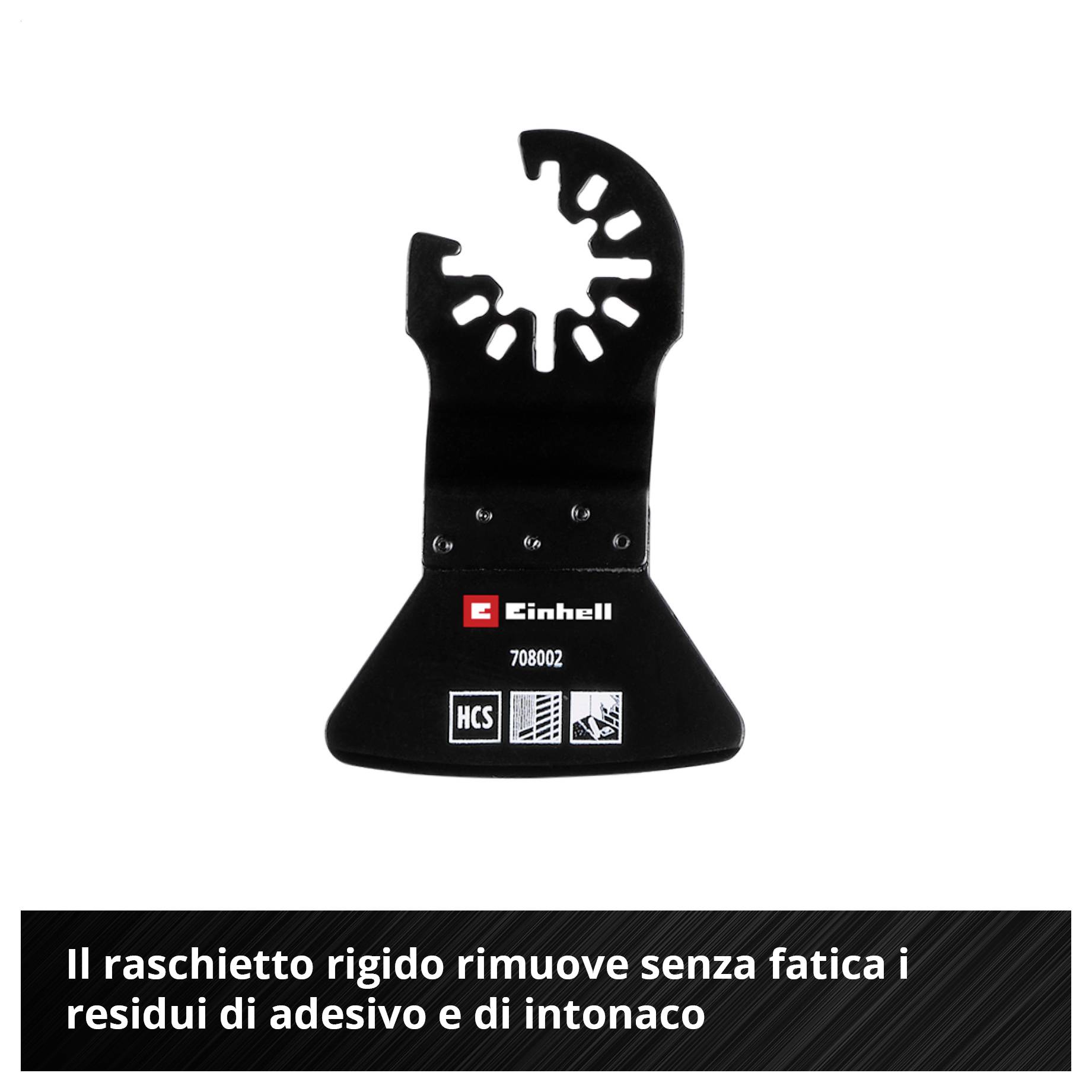 Raschietto rigido con il branding di un marchio di utensili, adatto per rimuovere residui di colla e tracce di intonaco.