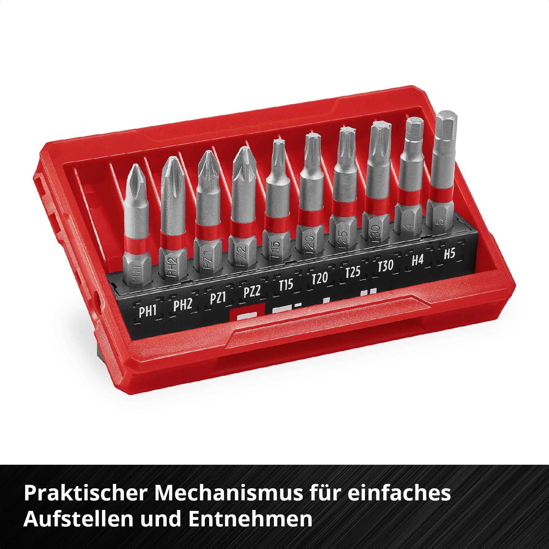 Einhell Bit Taschenbox 10tlg 118643 Kit inserti PH, PZ, Brugola interna, TX-4