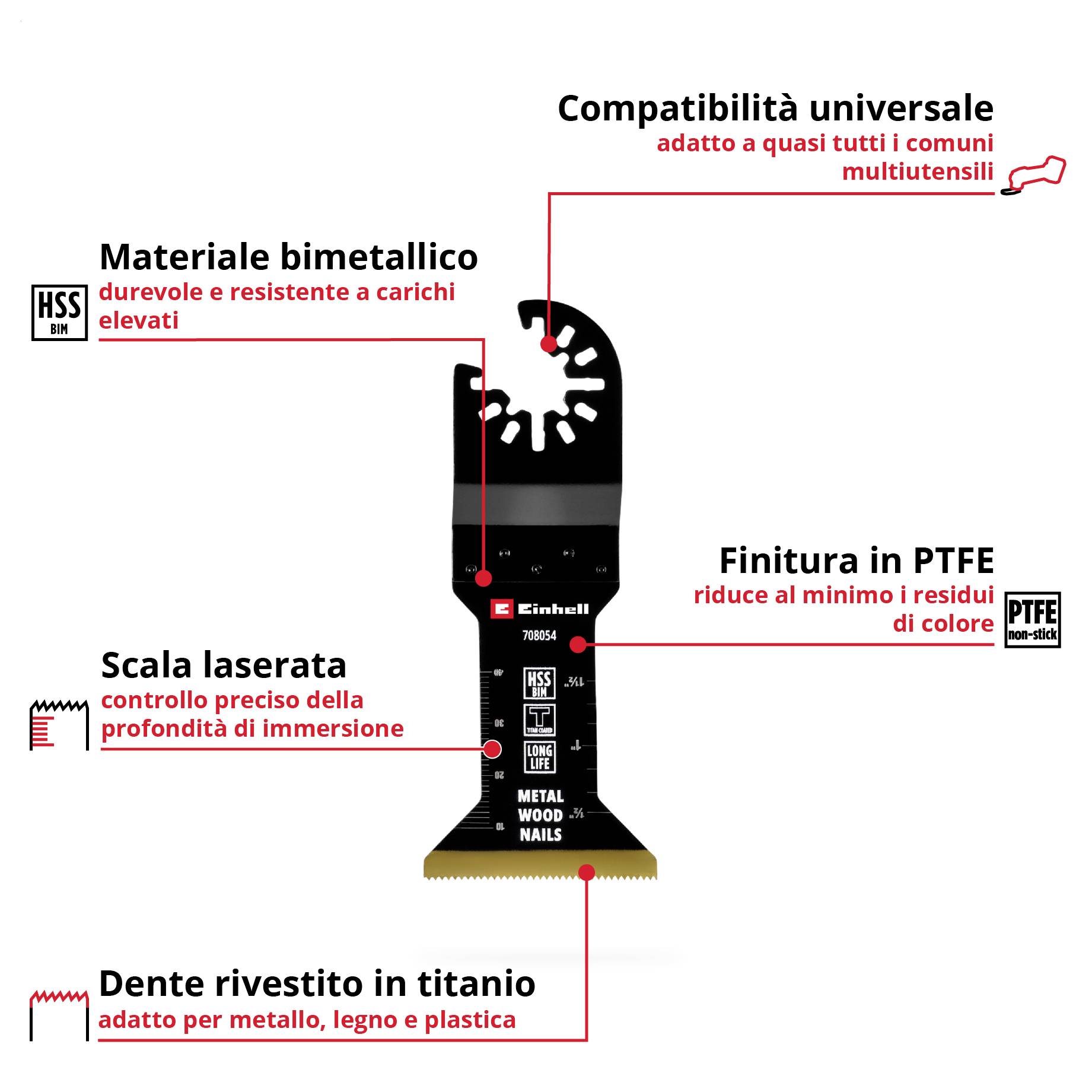 Einhell 708054 Tauchsägeblatt BIM-TI, 45mm Bimetallico Lama per tagli dal pieno 45 mm 1 pz.-1