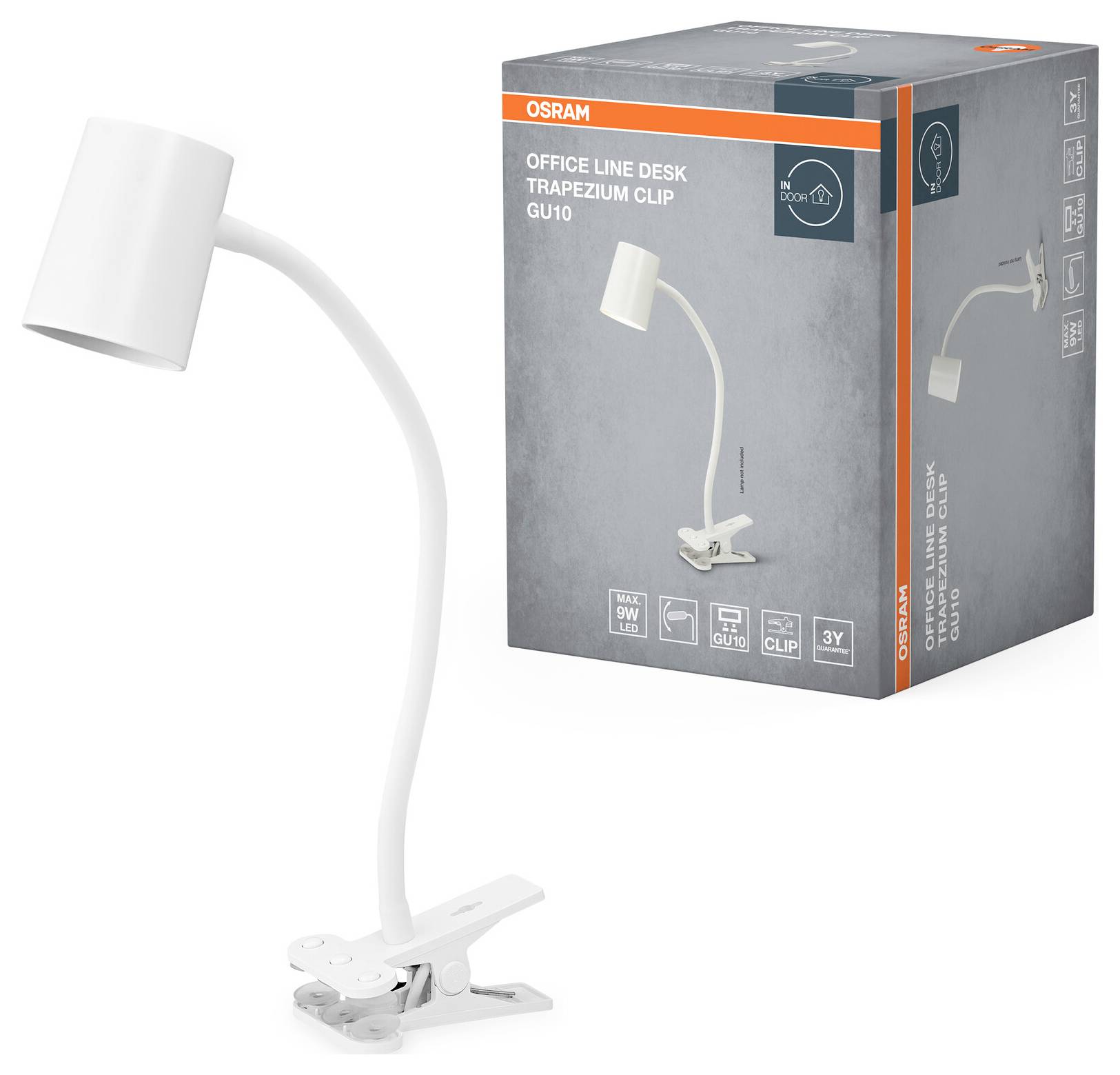 OSRAM HOMELIGHTING Office Line Desk Trapezium Clip GU10 White 4099854464430 Lampada con morsetto GU10 Bianco-1