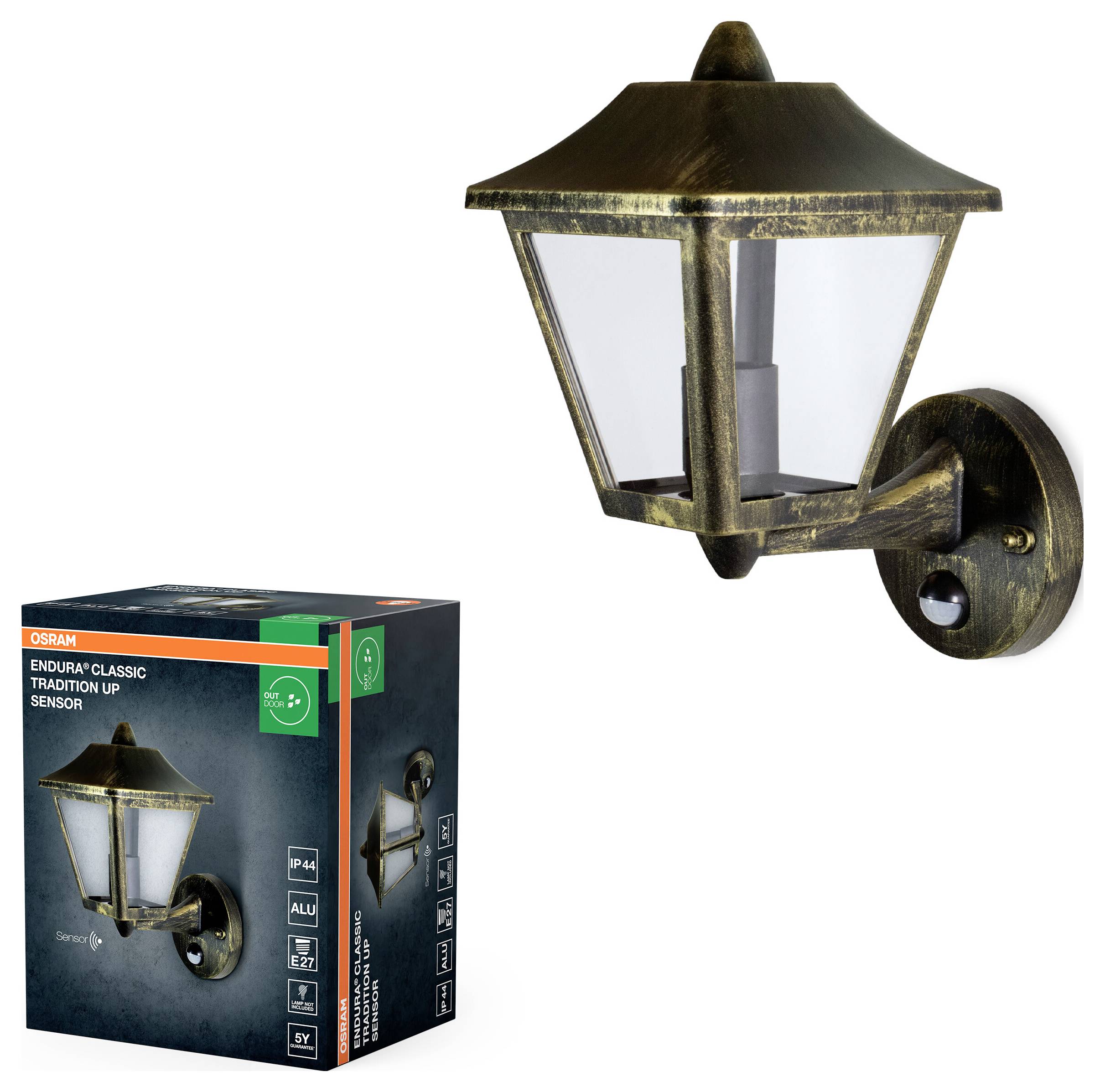 OSRAM HOMELIGHTING ENDURA Classic Tradition Up Sensor E27 Gold 4099854452437 Lampada da parete per esterni a LED LED (mo-1