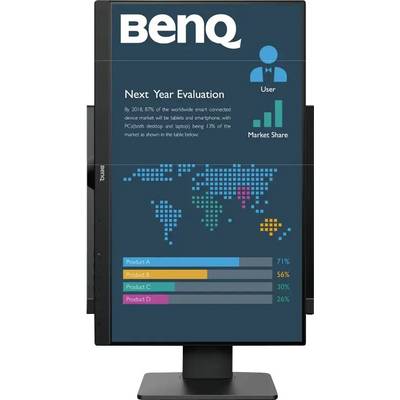 Grafico 'Valutazione Anno Prossimo' su un monitor che mostra dati di quota di mercato: Prodotto A 71%, Prodotto B 56%, Prodotto C 30%, Prodotto D 26%.
