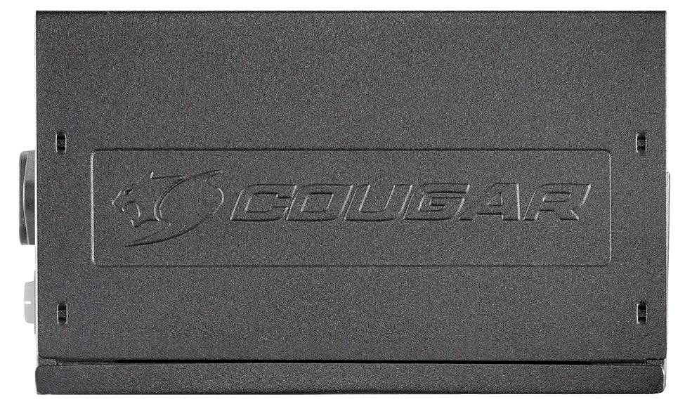 Unità di alimentazione Black Cougar con logo aziendale stampato sul lato, caratterizzata da un design elegante.