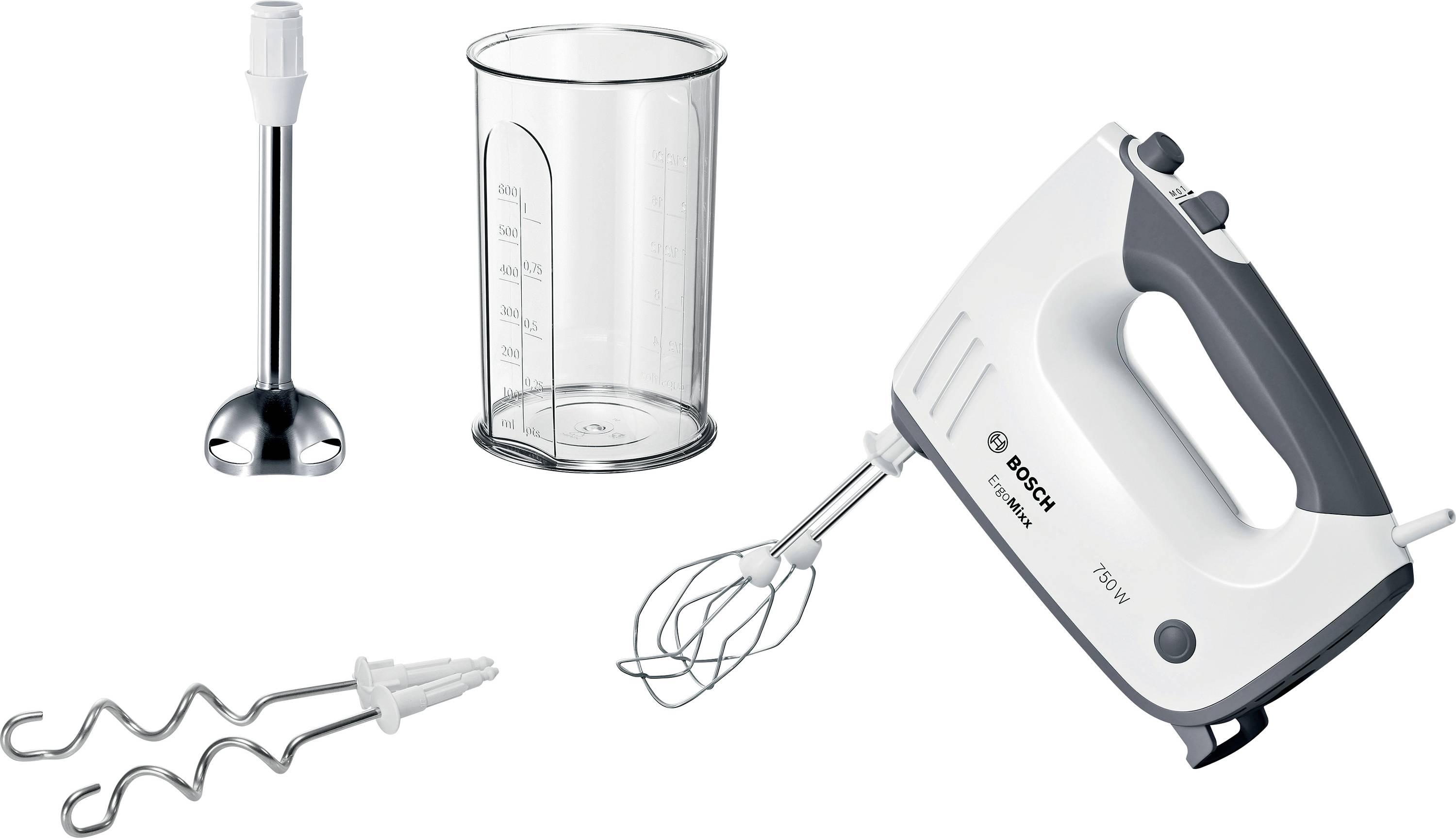 Bosch ErgoMixx 750 Watt, Edelstahl-Mixuß Sbattitore elettrico 750 W Nero, Bianco-0