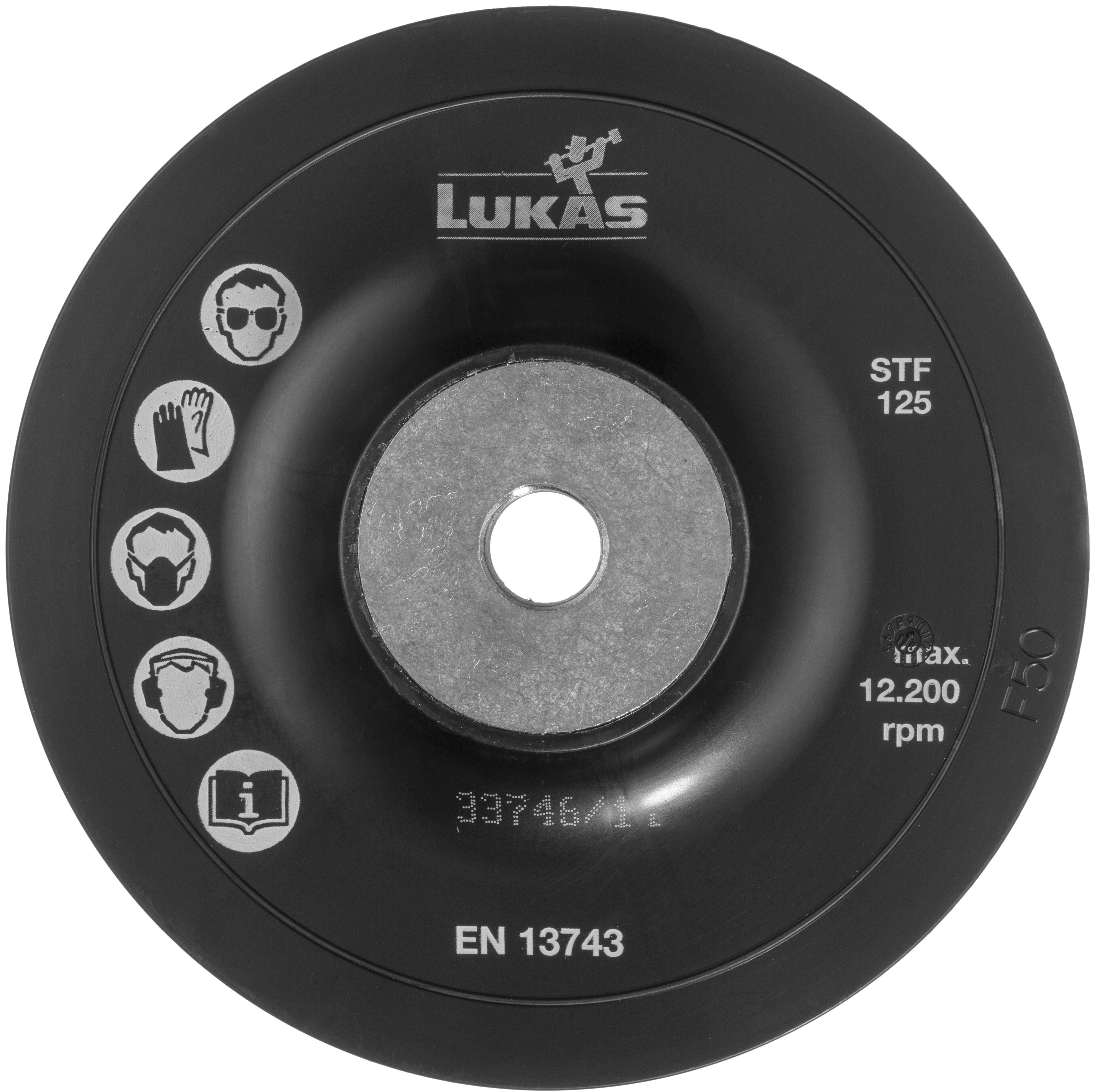 LUKAS-ERZETT A38311251001 Piastra di supporto STF per dischi in fibra Ø 125 mm con filettatura M14 per smerigliatrice an-3