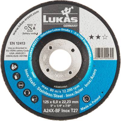 LUKAS-ERZETT AS003100V9802 T27 115x6,0x22,23 A24X-BF Disco per sgrossatura Diametro 115 mm Ø foro 22.23 mm Ghisa, Lega a-0