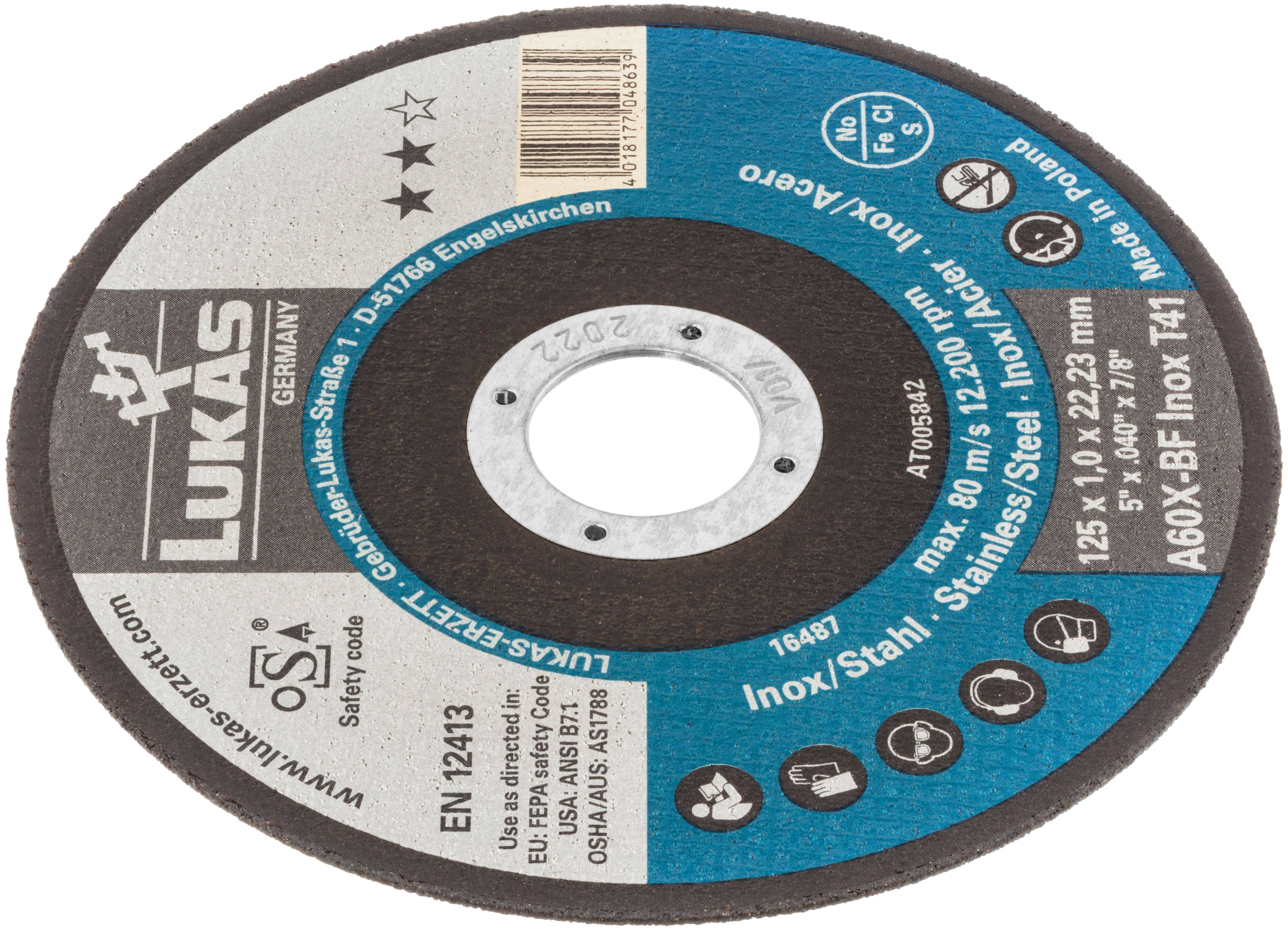 LUKAS-ERZETT T41 125 AT005842V9807010 Kit dischi da taglio 125 mm 10 pz. Acciaio inossidabile-3