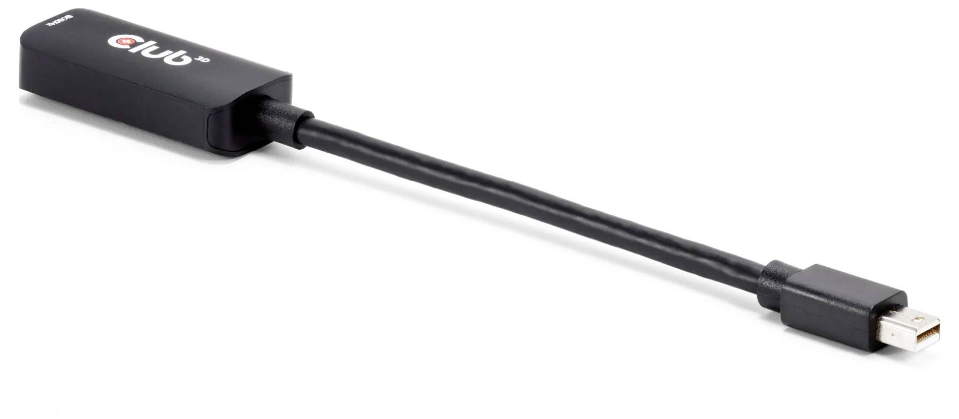 Un adattatore Club nero con un Mini DisplayPort su un lato e un connettore HDMI sull'altro.