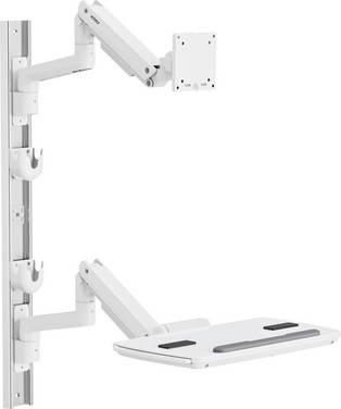 SpeaKa Professional SP-MM-961 Supporto a muro per monitor 1 Display: (s) 43,2 cm (17") - 124,5 cm (49") Bianco Regolabile in altezza, Girevole, Inclinabile, Ripiano per Tastiera, Formato verticale, Formato orizzontale