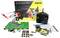 Set di elicottero radiocomandato modello Black Hawk, con telecomando, caricabatterie e strumenti accessori, esposto davanti alla confezione originale.