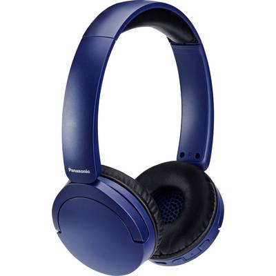 Un paio di cuffie wireless over-ear blu con cuscinetti auricolari neri imbottiti, con il marchio 'Panasonic' sul lato.