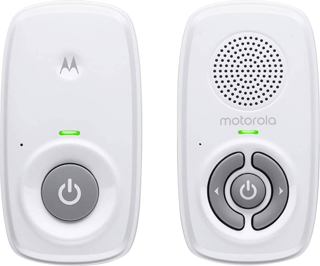 Due dispositivi interfono bianchi, ciascuno con pulsanti frontali e indicatori, uno con altoparlante e pulsanti di navigazione. Entrambi riportano il logo Motorola.