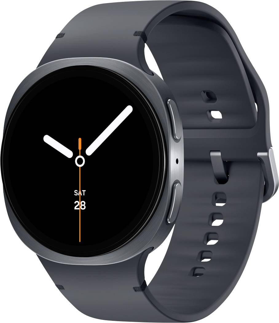 Samsung Galaxy Watch8 - 44 mm - Carbon-Schwarz - intelligente Uhr mit Sportband - Gummi - Graphit - Bandgröße: M/L - Anz