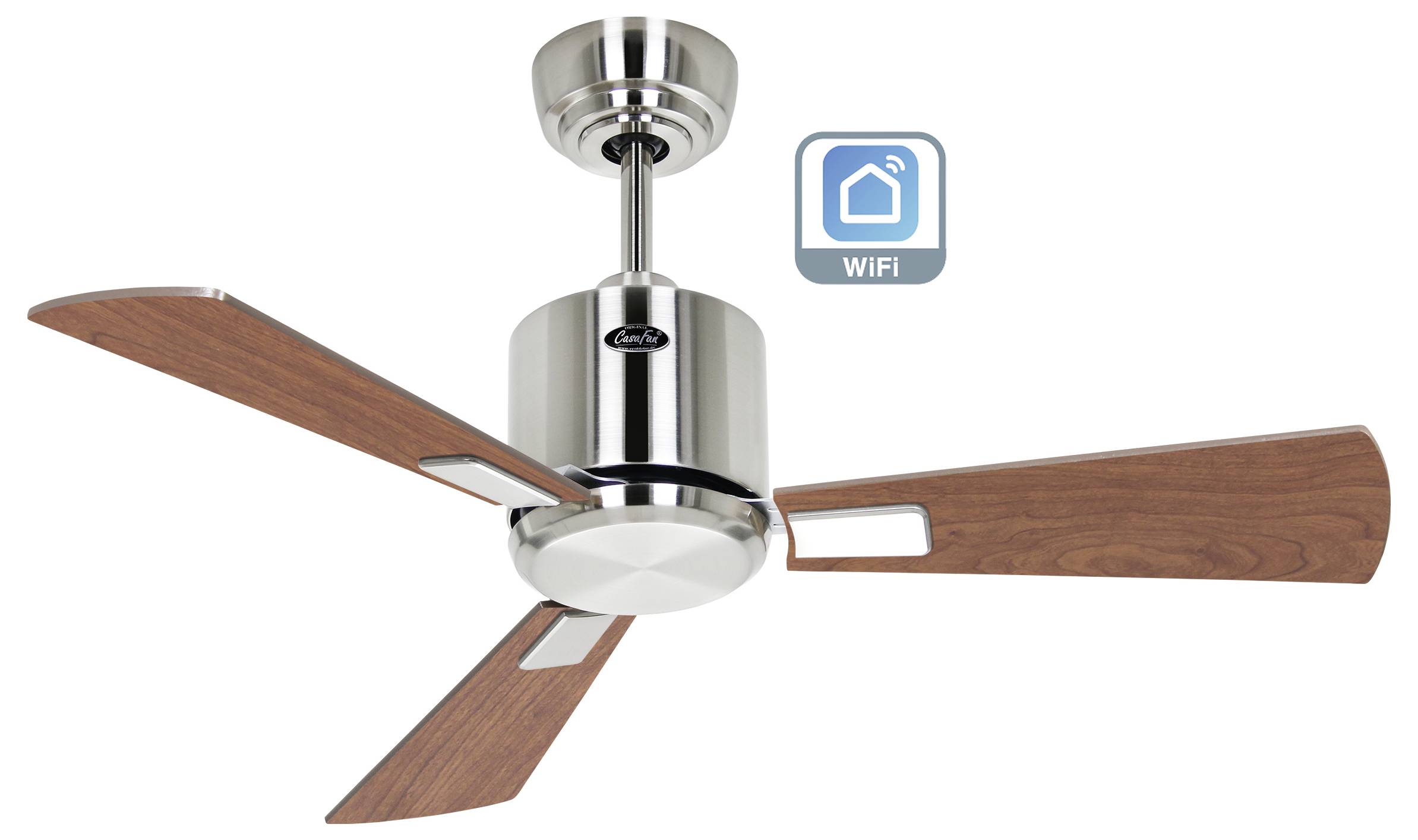 CasaFan ECO NEO III 92 BN-NB/KI WiFi Flügel Nussbaum/Kirsche Ventilatore da soffitto 12 W (Ø x A) 92 cm x 360 mm Cromo (-1