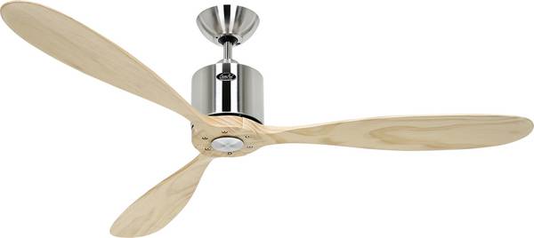 CasaFan AEROPLAN ECO 132 BN-NT Flügel Massivholz natur Ventilatore da soffitto  27 W (Ø x A) 132 cm x 310 mm Cromo (spazzolato) con telecomando, Timer, Funzione invernale