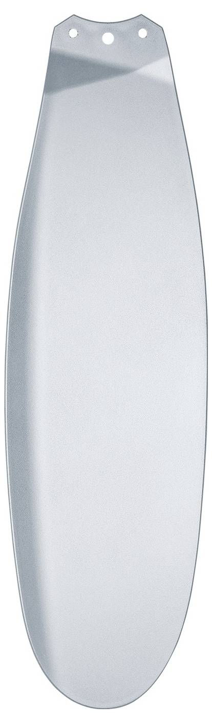 Tavola da surf lunga di colore grigio chiaro con la punta appuntita e fori vicino alla coda.