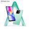 L'immagine mostra due telefoni ZTE Blade A35e con display colorati, posizionati su un supporto triangolare verde.