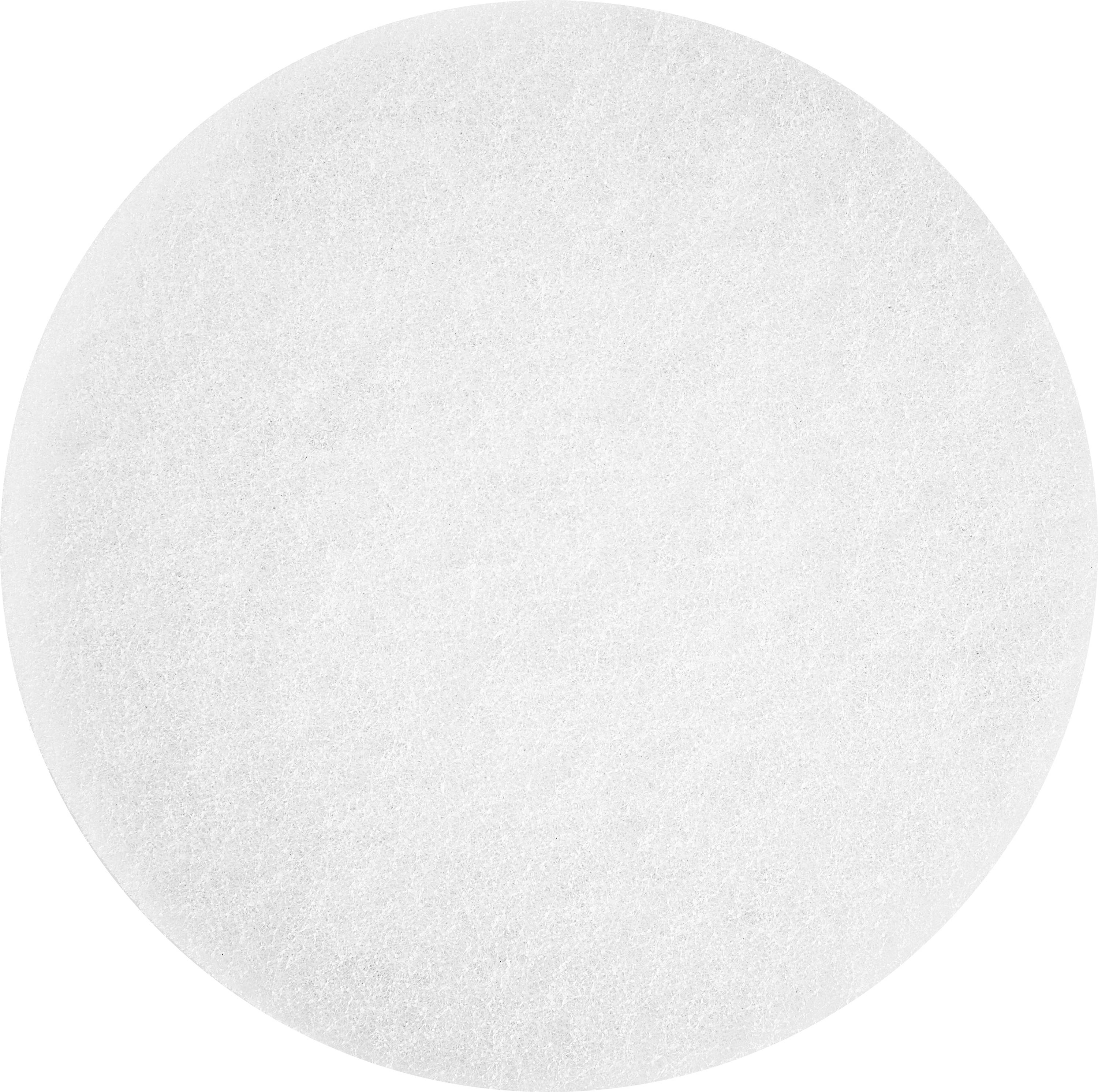 Un dischetto bianco circolare con una superficie testurizzata, simile a un dischetto di cotone o a un sottobicchiere, mostrato su uno sfondo neutro.