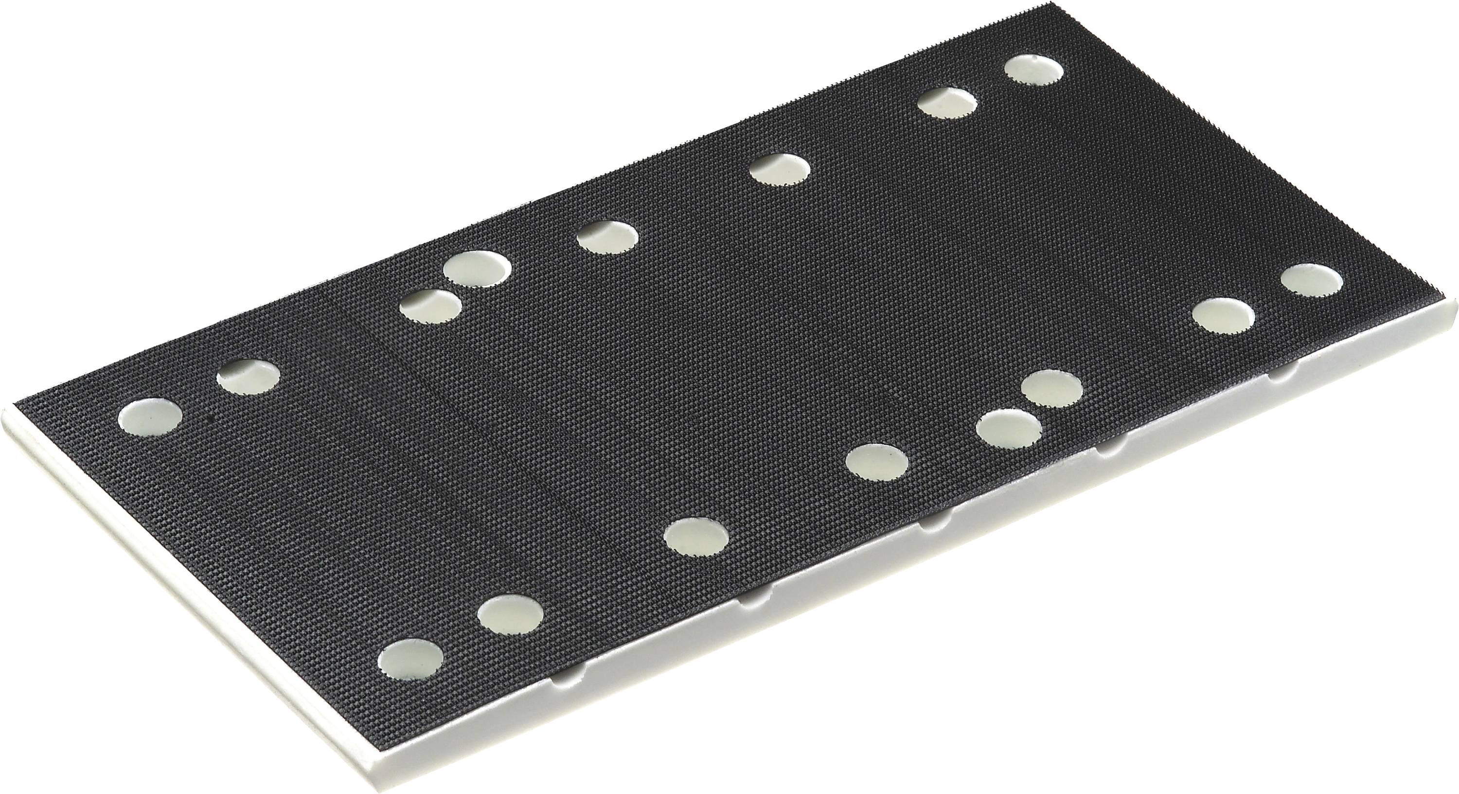 Un pannello nero rettangolare con fori circolari disposti a griglia.