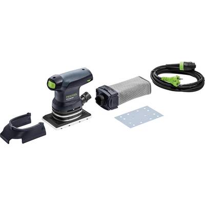 Set di utensili per levigatrice con levigatrice elettrica portatile, attacco per la raccolta della polvere, cavo di alimentazione, pad per levigatura e coperchio protettivo.