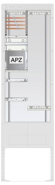 Immagine di un armadio elettrico con sezioni etichettate. La sezione centrale mostra in modo prominente 'APZ', circondato da fili e componenti.