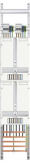 Diagramma tecnico della configurazione del quadro elettrico che mostra il cablaggio e i componenti; include sezioni etichettate e fili colorati per una maggiore chiarezza.