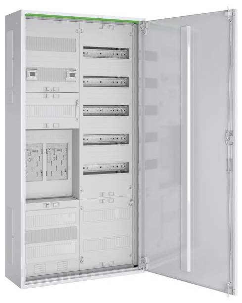 Un rack server aperto con più slot per componenti elettronici, che mostra uno spazio vuoto pronto per l'installazione.