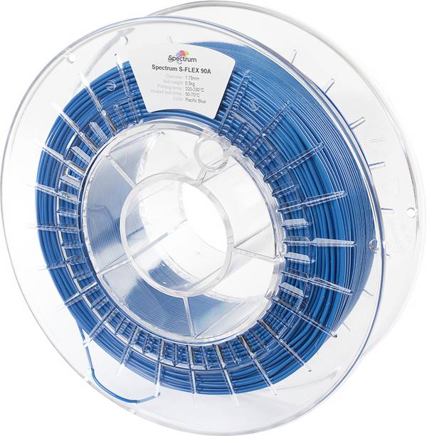 Spectrum Filaments 80257 S-Flex 90A Filamento per stampante 3D Filamento flessibile flessibile, resistente ai prodotti chimici, privo di distorsioni 1.75 mm 500 g Blu Pacifico, Blu 1 pz.