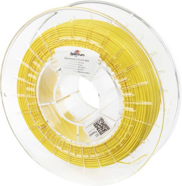 Spectrum Filaments 80519 S-Flex 98A Filamento per stampante 3D Filamento flessibile flessibile, resistente ai prodotti chimici, privo di distorsioni 1.75 mm 500 g giallo bahama, Giallo 1 pz.
