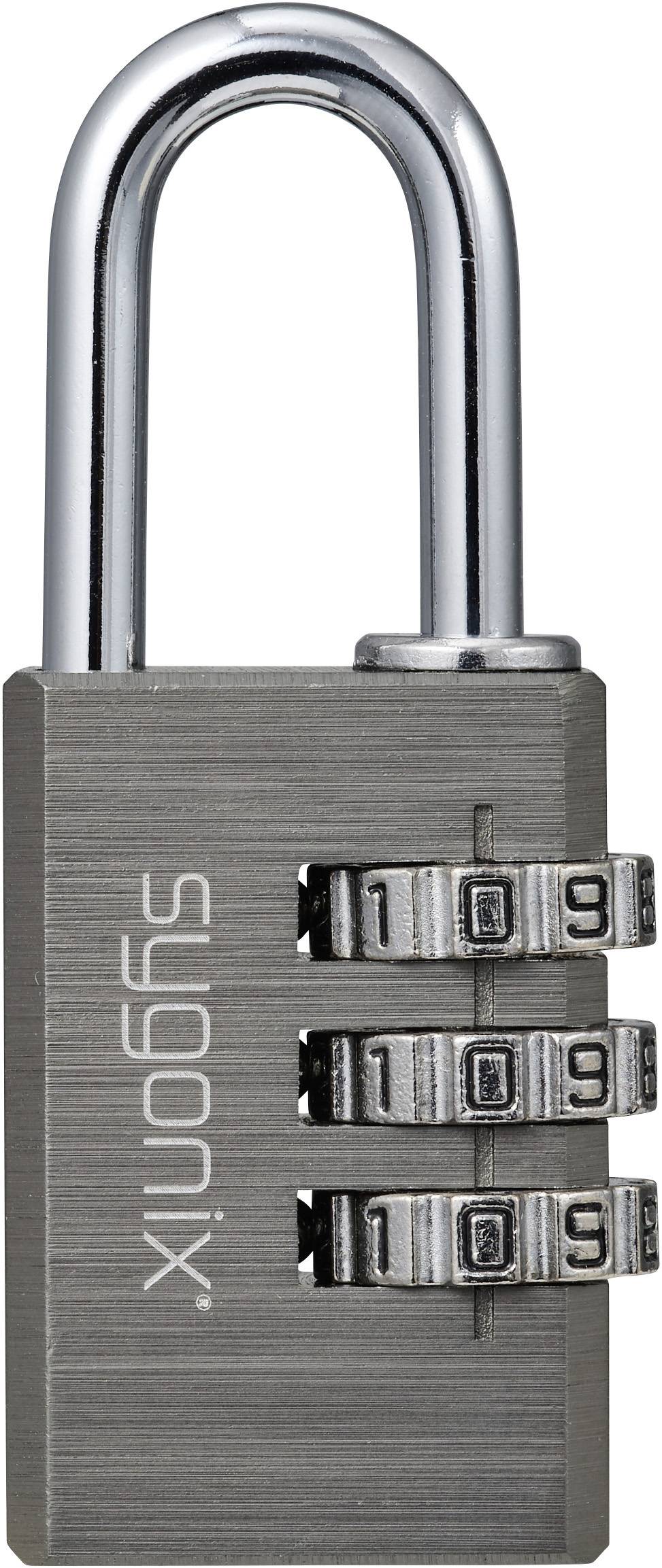 Un lucchetto combinazione in argento con '019' visibile sui quadranti, in posizione chiusa, che simboleggia sicurezza e protezione.