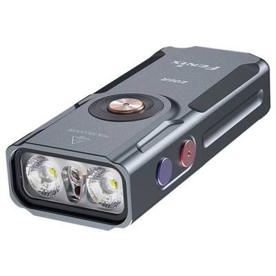 Un torcia rettangolare con tre luci LED, a marchio 'FENIX LD60R', con pulsanti di accensione e modalità, dal design metallico elegante.