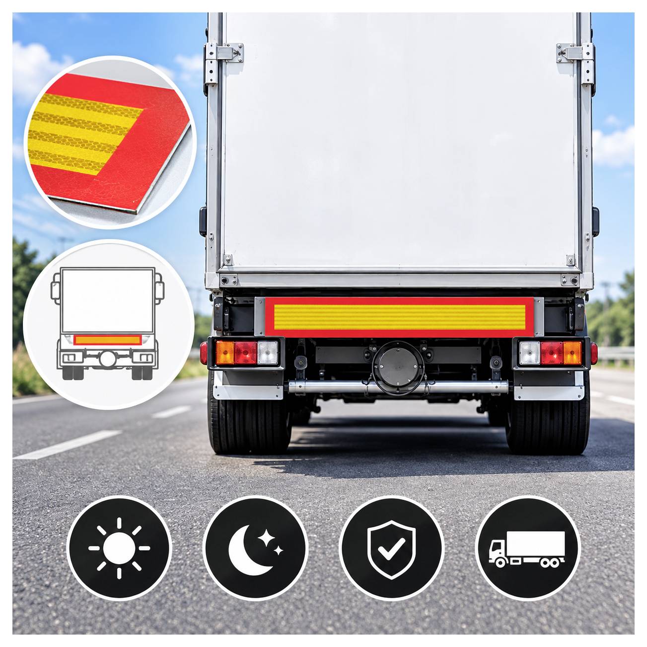 IWH 97608 Heckwarntafel für Anhänger & Auflieger 1130 x 195 mm, ECE 70.01, 1 Stück Etichetta autoadesiva di avvertenza P-2