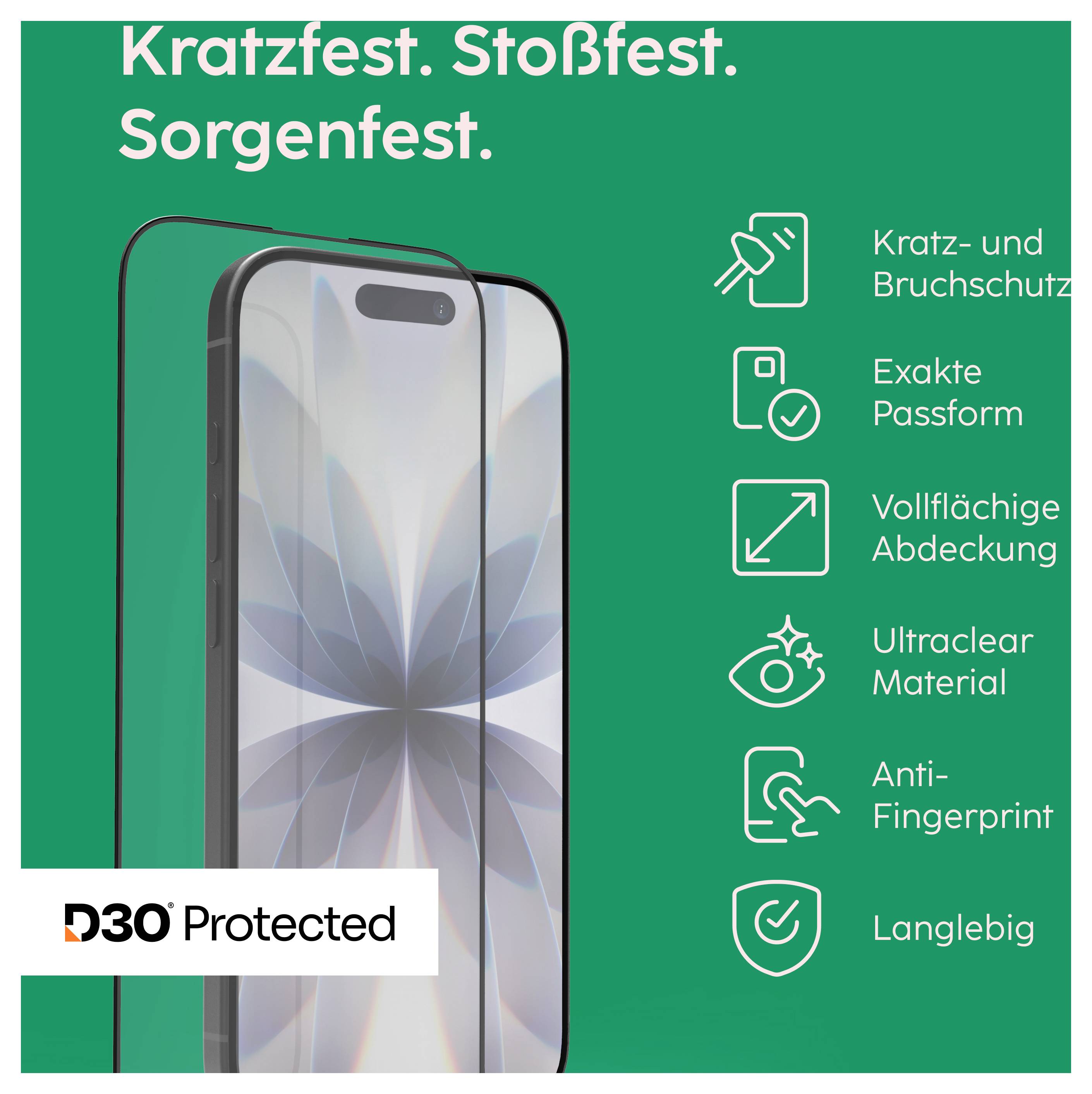 Come funziona D3O: diagramma che mostra un attrezzo che colpisce un telefono con uno strato di D3O. Descrive l'assorbimento della forza d'urto da parte del materiale.