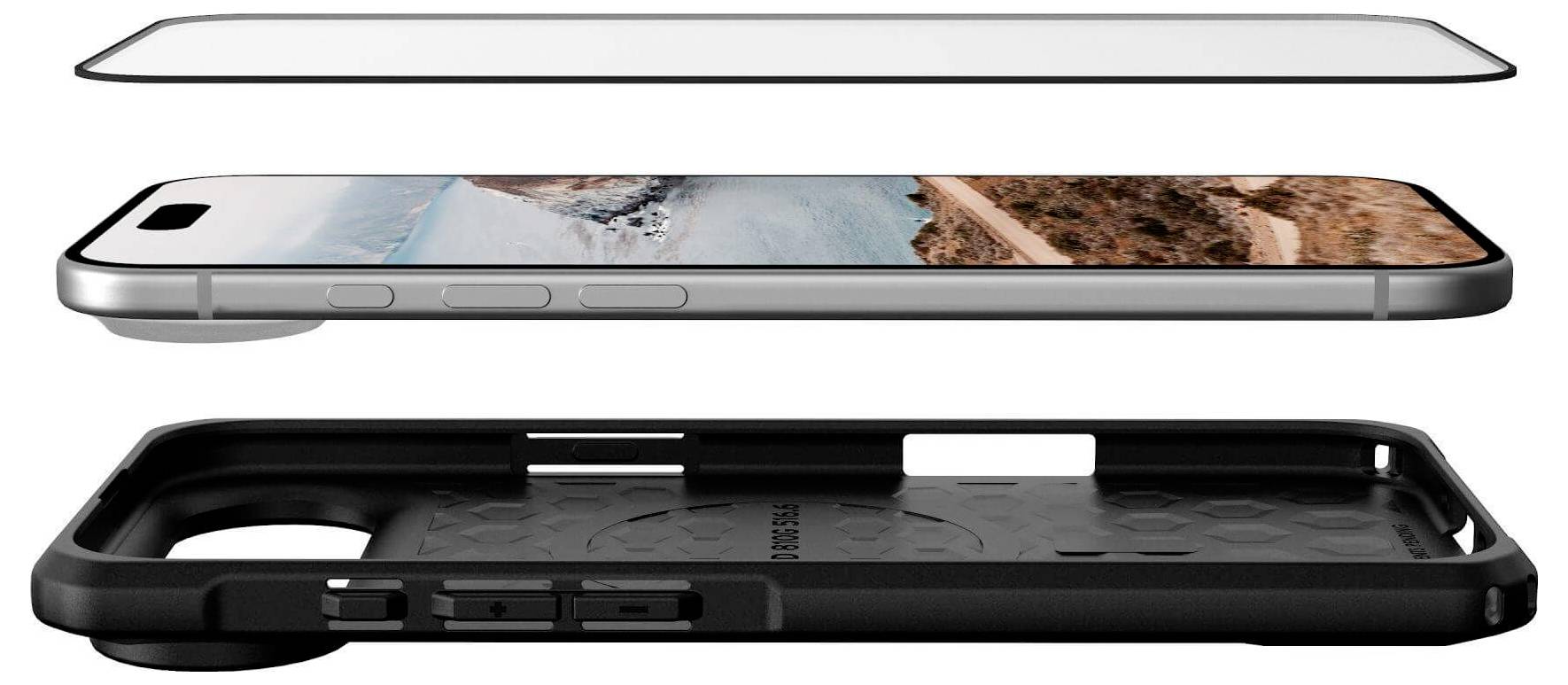 'Cover per smartphone che mostra il design interno e l'adattamento del telefono.'