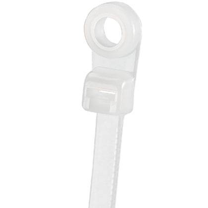 Un fascetta di nylon bianco con un cappio in alto, utilizzata per fissare insieme diversi oggetti.