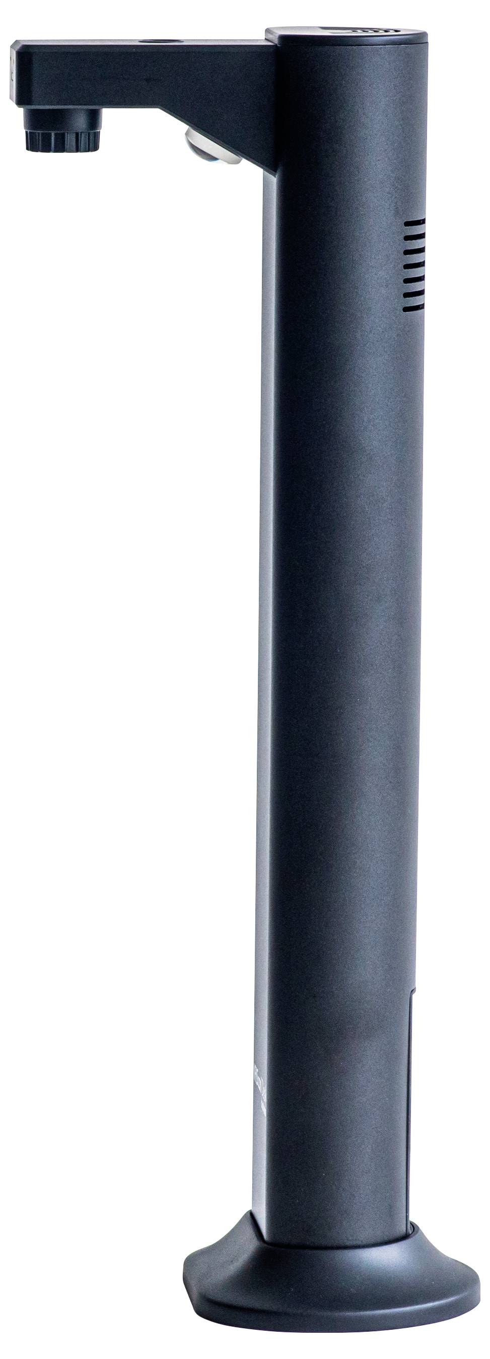 Un dispositivo elettronico nero, alto e sottile, simile a una barra verticale con un piccolo beccuccio vicino alla sommità, probabilmente utilizzato per erogare qualcosa.