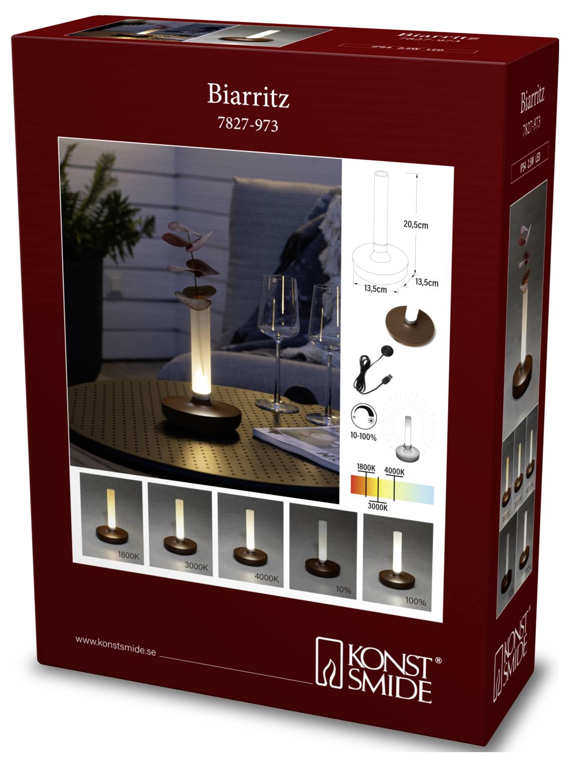 Konstsmide 7827-973 Biarritz Lampada da tavolo a batteria a LED Da bianco caldo a bianco freddo Ruggine-2