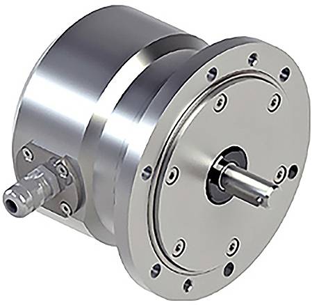 Un encoder rotativo metallico con corpo cilindrico e multiple viti sulla sua superficie circolare, utilizzato per misurazioni di precisione nelle macchine.